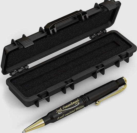 Real 308 bullet casing pen(refillable) w/ case